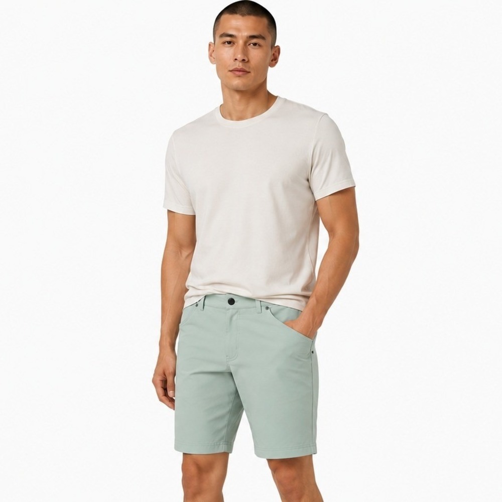 01.ALGO Performance Mens Mint Green 4-Way Stretch Moisture Wicking Shorts 33x9